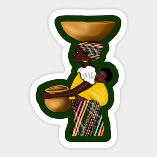 African Woman with Child, Mama Africa Sticker